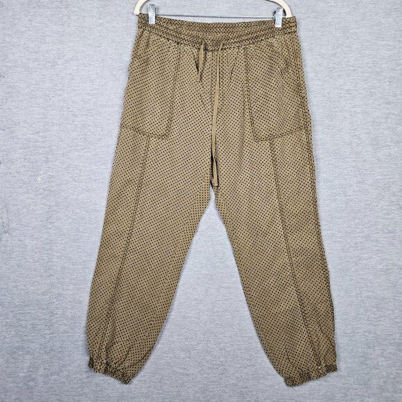 Anthropologie Pants - By Anthropologie Polka dot Army Green Jogger Pants Size L